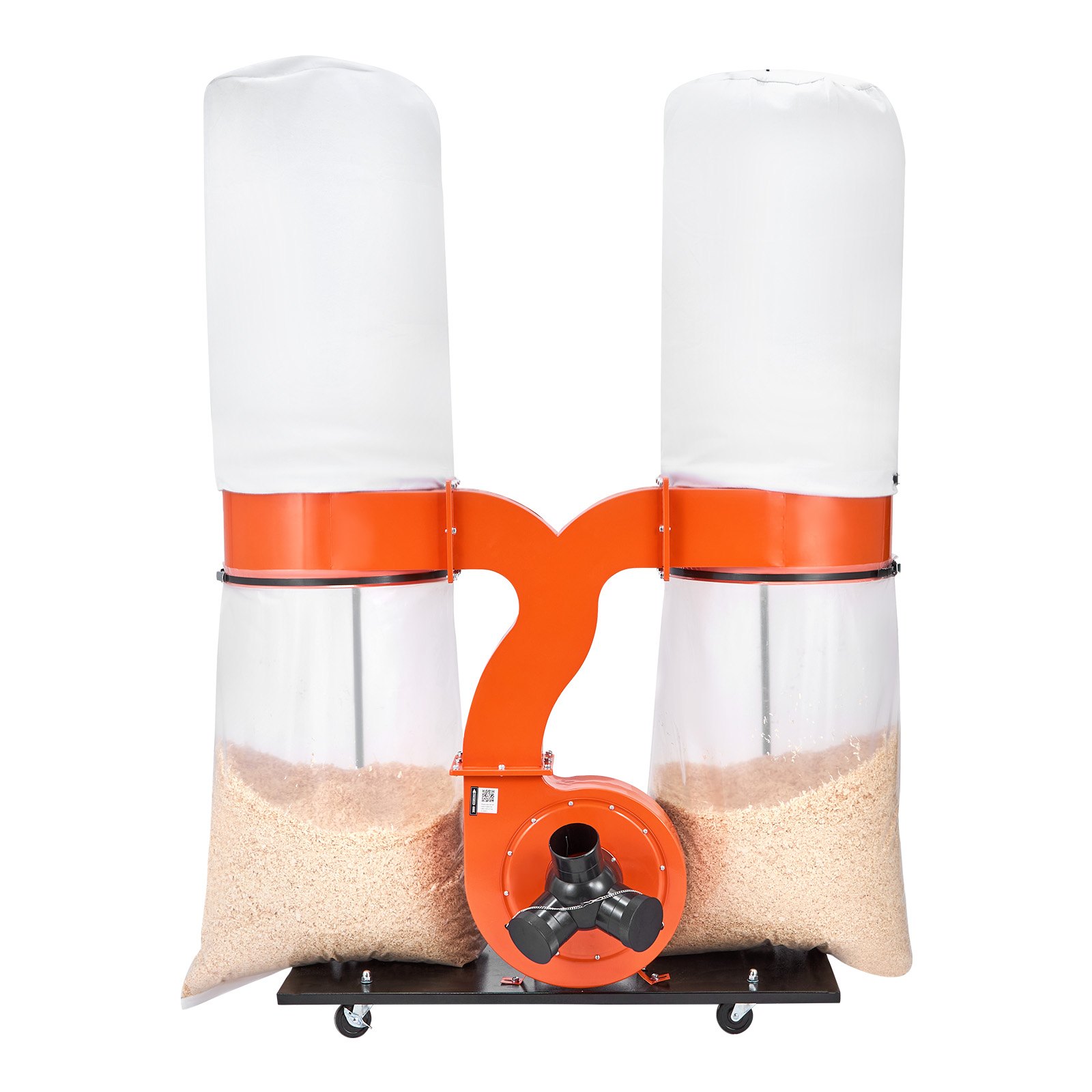 VEVOR Extractor de Polvo, 2634,47 m³/h, Extractor de Virutas 2,5 Micras, Sistema de Recolección de Serrín de 3,0 HP, con Dos Bolsas de Polvo de 132,5 L y Dos Bolsas de Filtro de 159 L, 2800 RPM