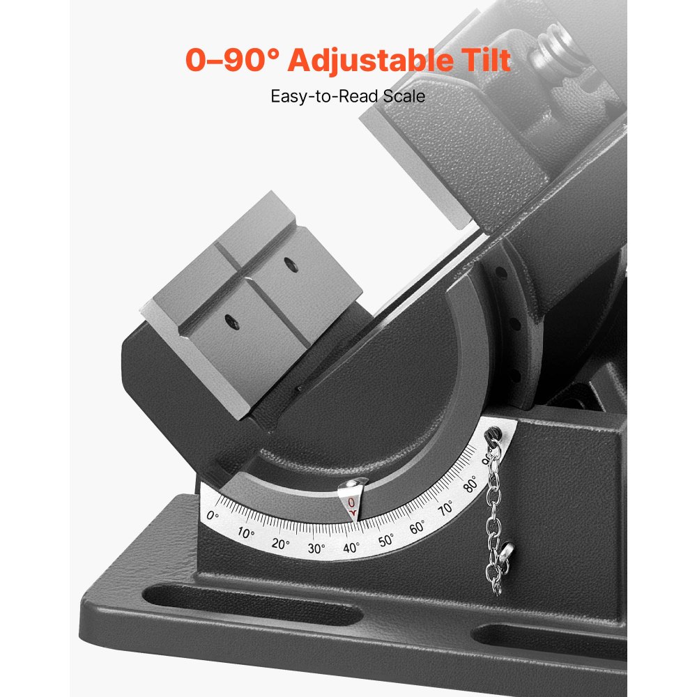 VEVOR Tornillo de Banco Inclinable, Ancho de Mordaza de 10,795 cm, para Taladro de Columna, Inclinación Ajustable de 0 a 90°, para Banco de Trabajo de Carpintería y Mesas, Color Negro, 230 x 190 x 120 mm