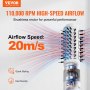 VEVOR Cepillo Secador de Pelo Iónico, Alta Velocidad de 110 000 RPM con Cepillo Ovalado y de Paleta, de 4 Temperaturas y 3 Velocidades para Un Alisado Voluminizador de Secado Rápido, 305 x 105 mm