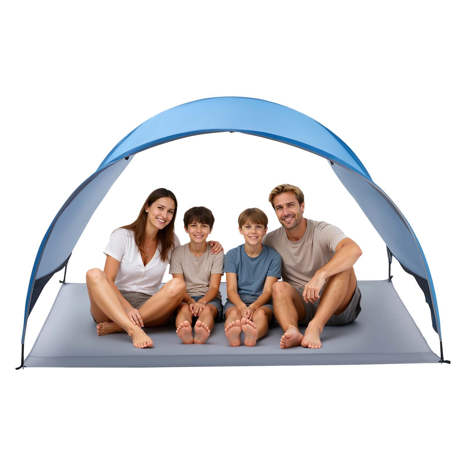 VEVOR Tienda de Playa para 4 Personas 267 x 165 x 153 cm, Carpa de Refugio de Sol Protección UPF 50+, Carpa Portátil de Playa con Bolsa de Transporte y Estacas, para Picnics, Camping, Pescar, Azul