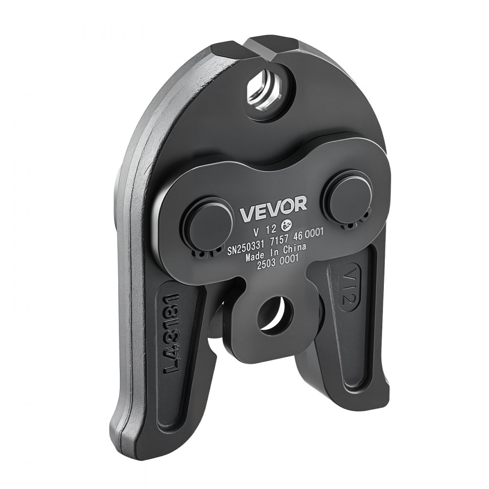 VEVOR Mordaza de Prensado 12 mm para Tubos de Acero Inoxidable Tipo V, de Acero Cementado de Alta Resistencia, Compatibles con Herramientas de Prensado Estándar, 148 x 110 x 39 mm, 1 ud, Negro