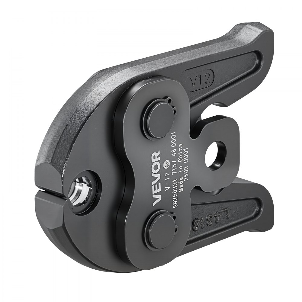 VEVOR Mordaza de Prensado 12 mm para Tubos de Acero Inoxidable Tipo V, de Acero Cementado de Alta Resistencia, Compatibles con Herramientas de Prensado Estándar, 148 x 110 x 39 mm, 1 ud, Negro