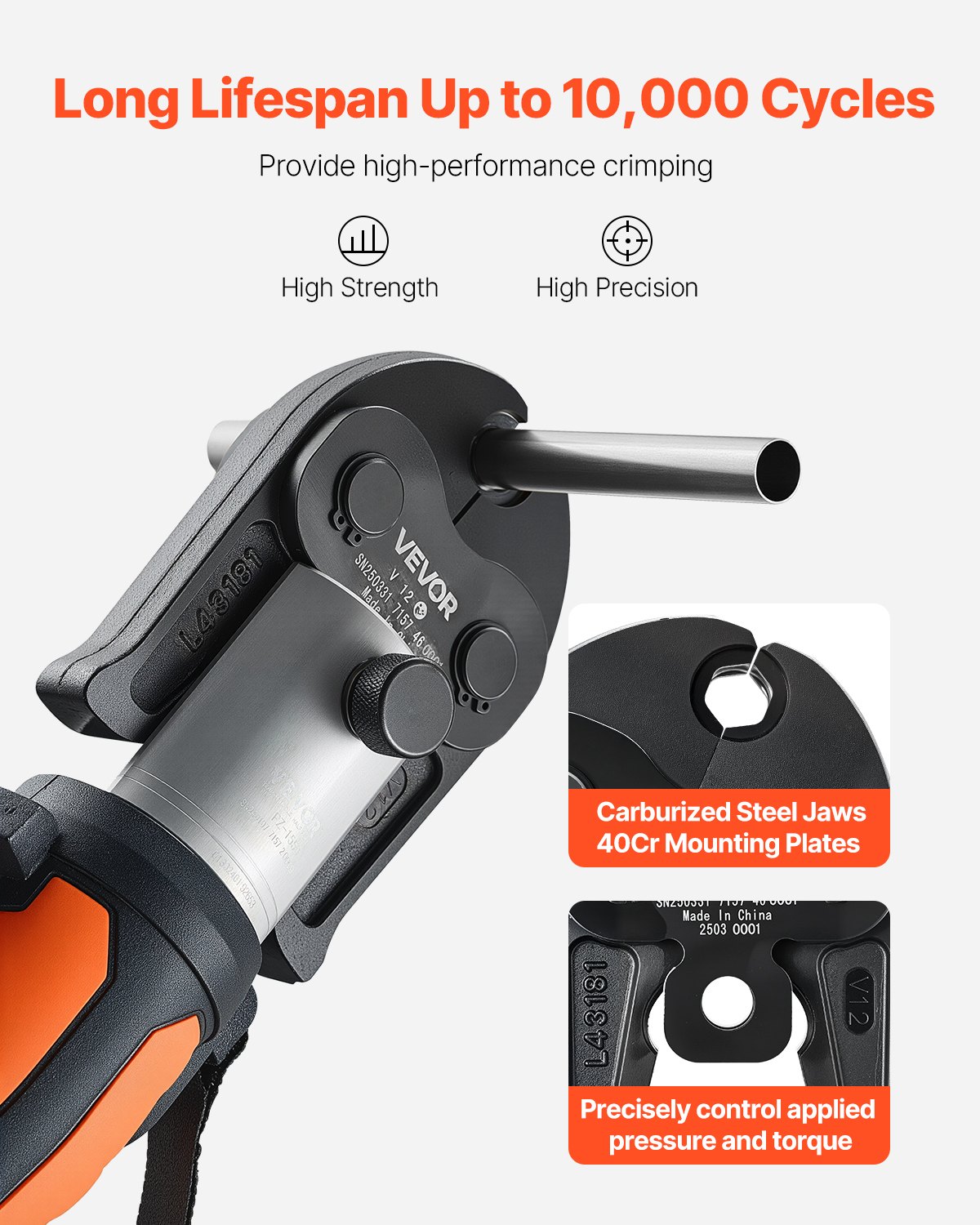 VEVOR Mordaza de Prensado 12 mm para Tubos de Acero Inoxidable Tipo V, de Acero Cementado de Alta Resistencia, Compatibles con Herramientas de Prensado Estándar, 148 x 110 x 39 mm, 1 ud, Negro