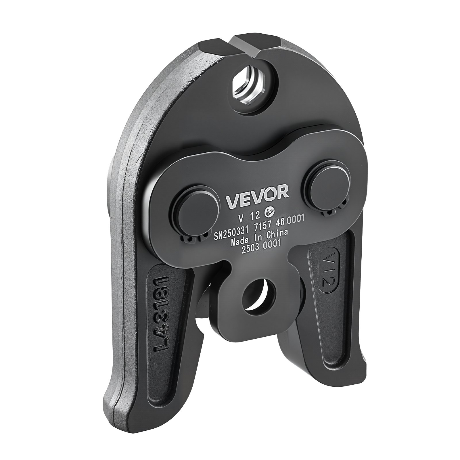 VEVOR Mordaza de Prensado 12 mm para Tubos de Acero Inoxidable Tipo V, de Acero Cementado de Alta Resistencia, Compatibles con Herramientas de Prensado Estándar, 148 x 110 x 39 mm, 1 ud, Negro