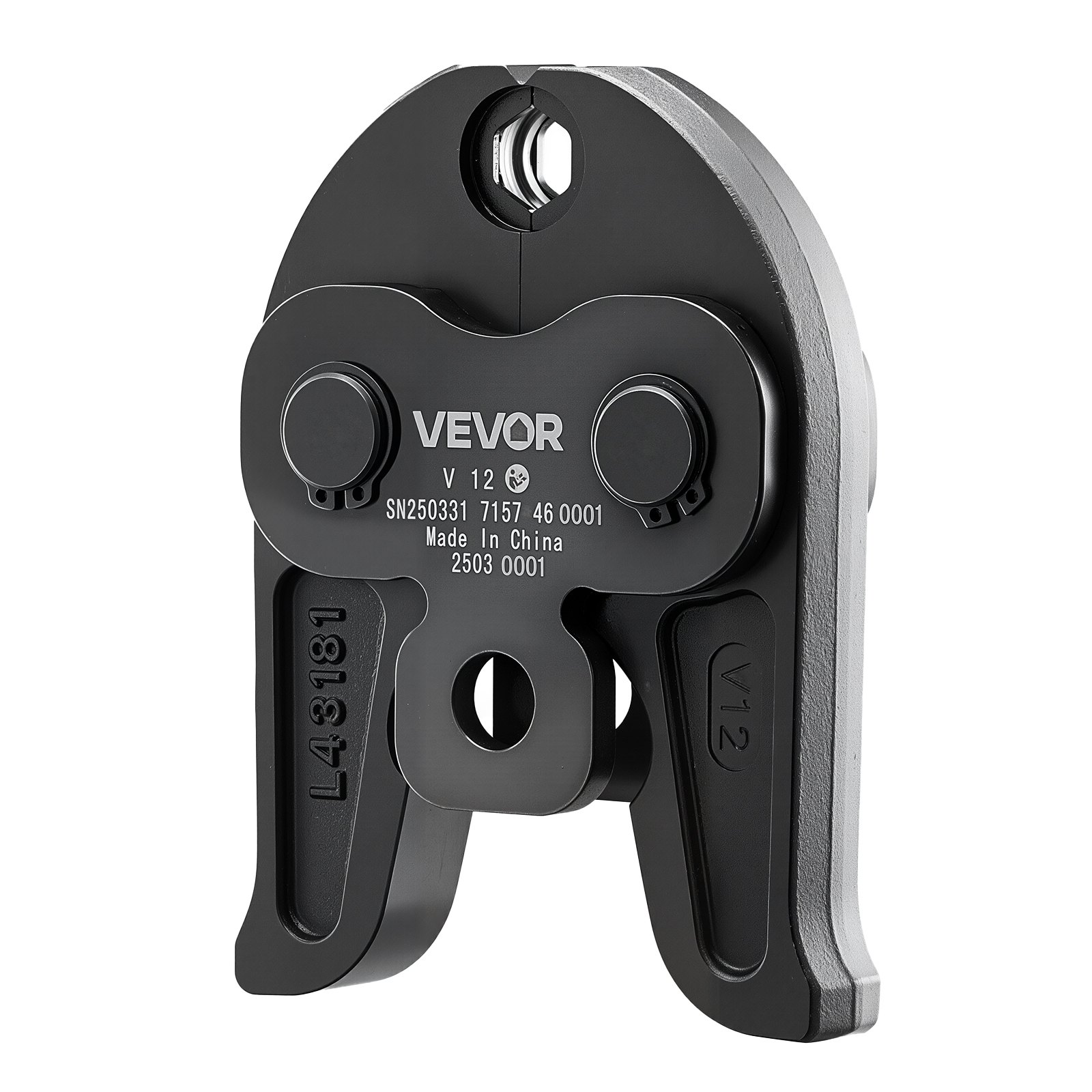 VEVOR Mordaza de Prensado 12 mm para Tubos de Acero Inoxidable Tipo V, de Acero Cementado de Alta Resistencia, Compatibles con Herramientas de Prensado Estándar, 148 x 110 x 39 mm, 1 ud, Negro
