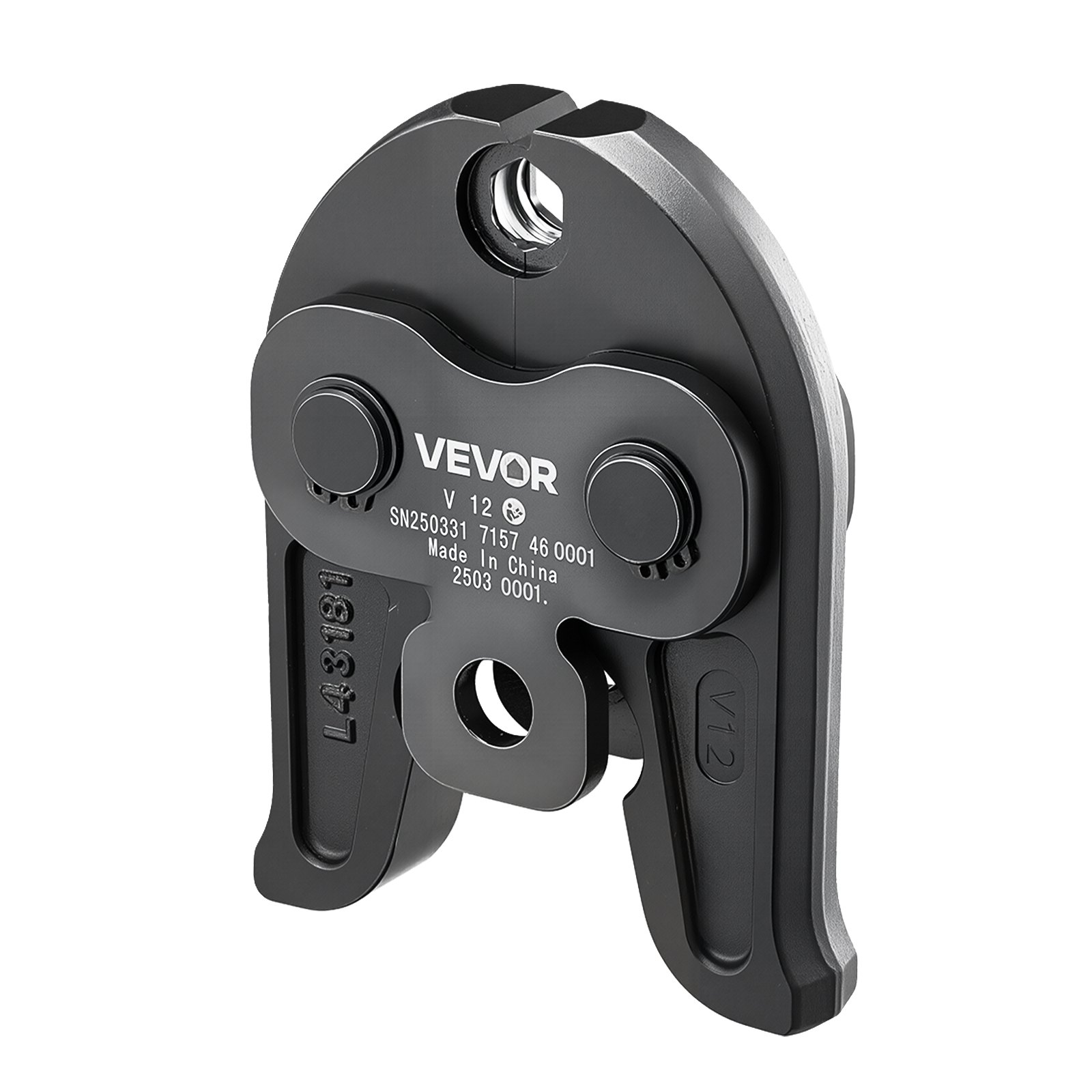 VEVOR Mordaza de Prensado 12 mm para Tubos de Acero Inoxidable Tipo V, de Acero Cementado de Alta Resistencia, Compatibles con Herramientas de Prensado Estándar, 148 x 110 x 39 mm, 1 ud, Negro