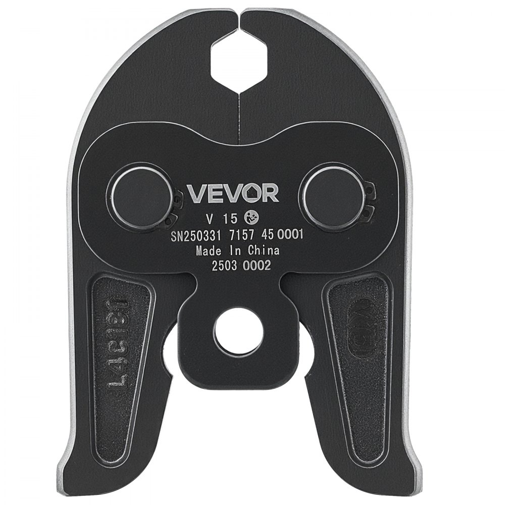 VEVOR Mordaza de Prensado V15 de 15 mm para Tubos de Acero Inoxidable Tipo V, Acero Cementado de Alta Resistencia, Compatibles con Herramientas de Prensado Estándar, 148 x 110 x 39 mm, Negro