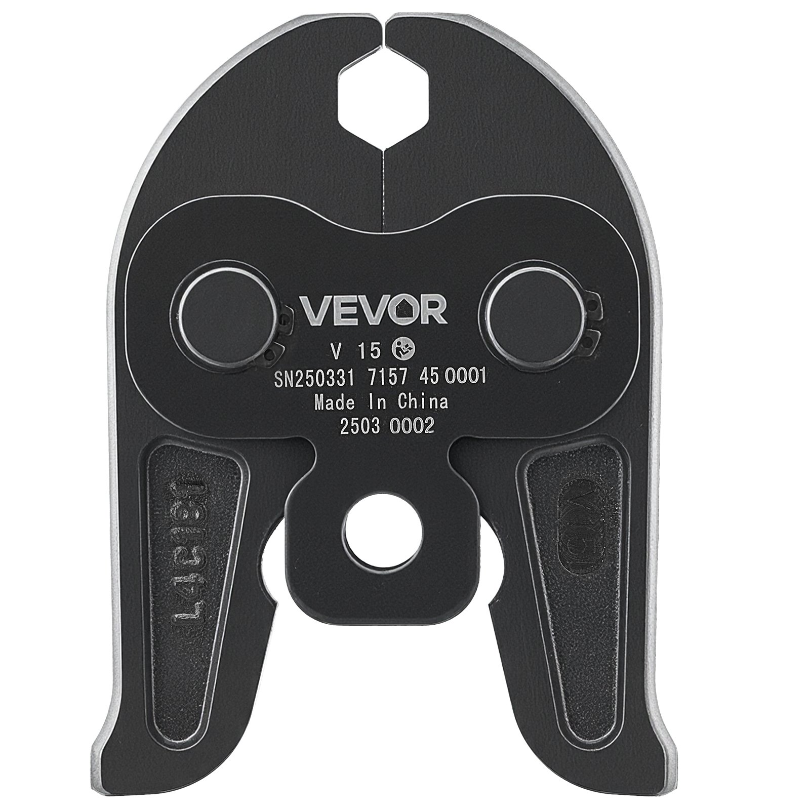 VEVOR Mordaza de Prensado V15 de 15 mm para Tubos de Acero Inoxidable Tipo V, Acero Cementado de Alta Resistencia, Compatibles con Herramientas de Prensado Estándar, 148 x 110 x 39 mm, Negro