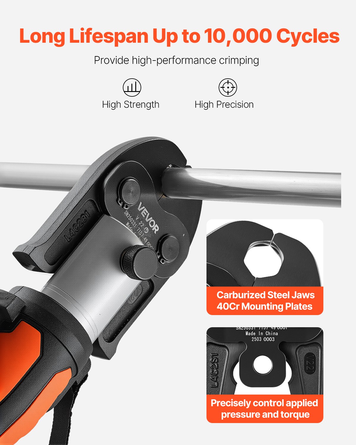 VEVOR Mordaza de Prensado V22 de 22 mm para Tubos de Acero Inoxidable Tipo V, Acero Cementado de Alta Resistencia, Compatibles con Herramientas de Prensado Estándar, 148 x 110 x 39 mm, Negro