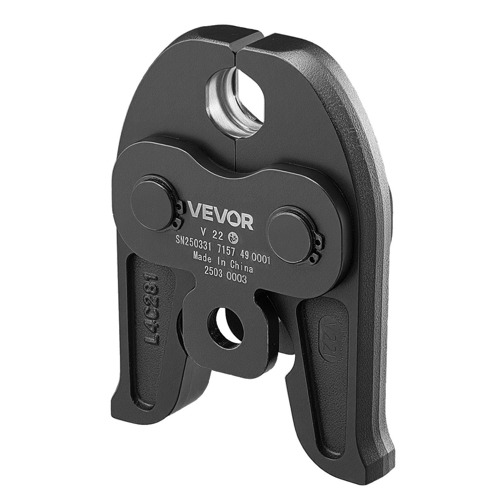 VEVOR Mordaza de Prensado V22 de 22 mm para Tubos de Acero Inoxidable Tipo V, Acero Cementado de Alta Resistencia, Compatibles con Herramientas de Prensado Estándar, 148 x 110 x 39 mm, Negro
