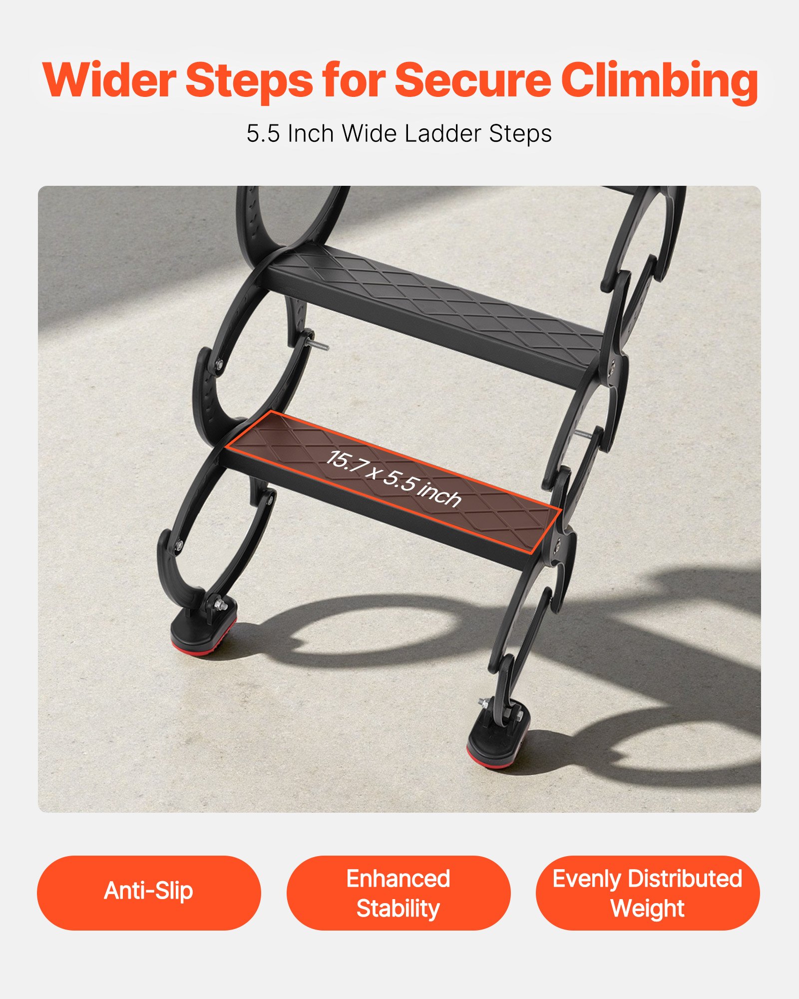 VEVOR Escalera de Ático de Pared, Capacidad de 299,4 kg, Apta para Techos de 2,9 a 3 m, Plegable de Acero de 12 Peldaños con Pasamanos, Abatible para Áticos, Garajes, Techos y Sótanos, Negro