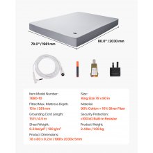 VEVOR Sábana de Conexión a Tierra Tamaño King 90% Algodón y 10% Fibra de Plata