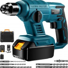 VEVOR Martillo Perforador, 18?V Velocidad sin Carga 0-900 rpm, 2 Funciones Martillo Taladro Atornillador con 5 Brocas, 200x260x80 mm Taladro a Batería Azul, Utilizado para Concreto Acero y Madera