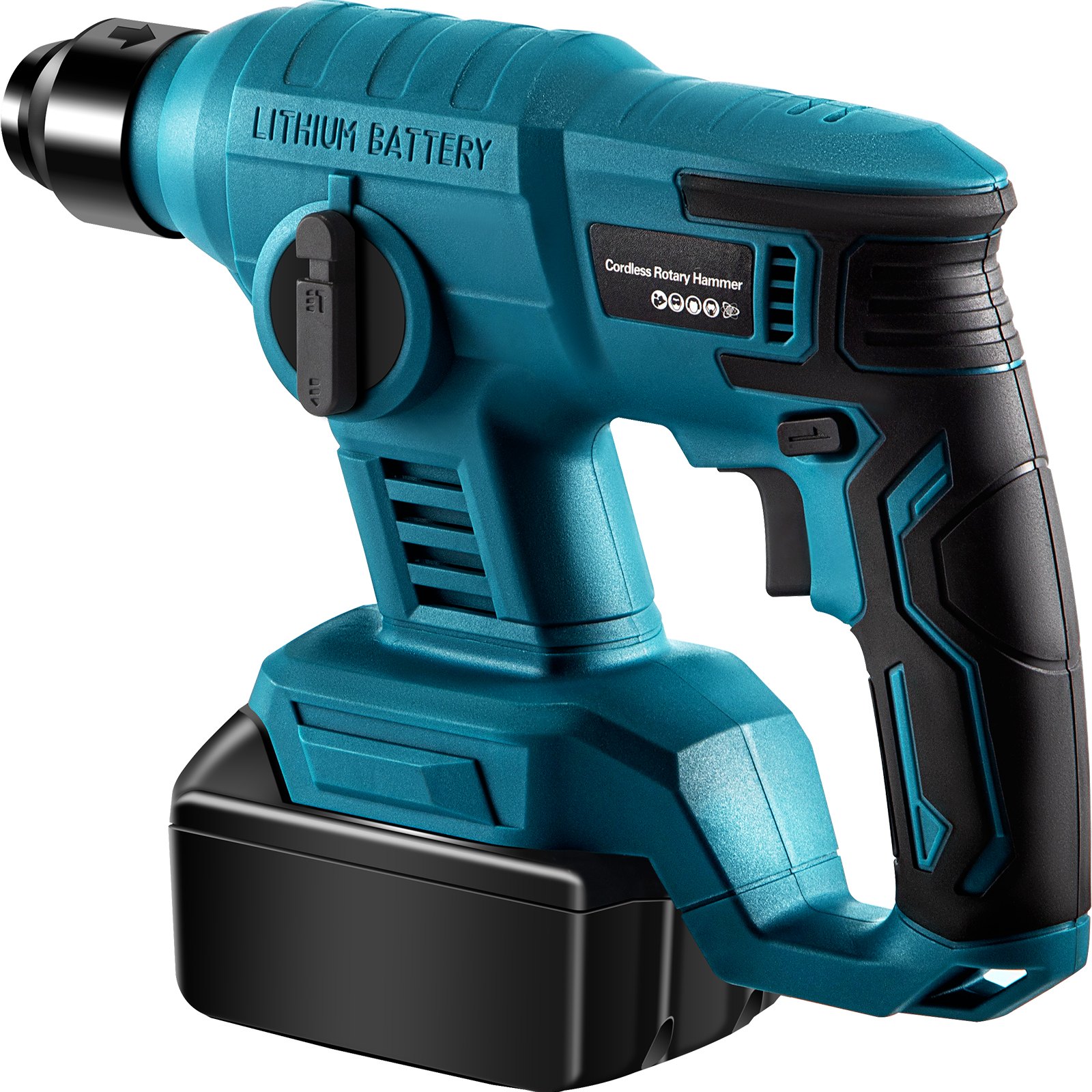 VEVOR Martillo Perforador, 18?V Velocidad sin Carga 0-900 rpm, 2 Funciones Martillo Taladro Atornillador con 5 Brocas, 200x260x80 mm Taladro a Batería Azul, Utilizado para Concreto Acero y Madera
