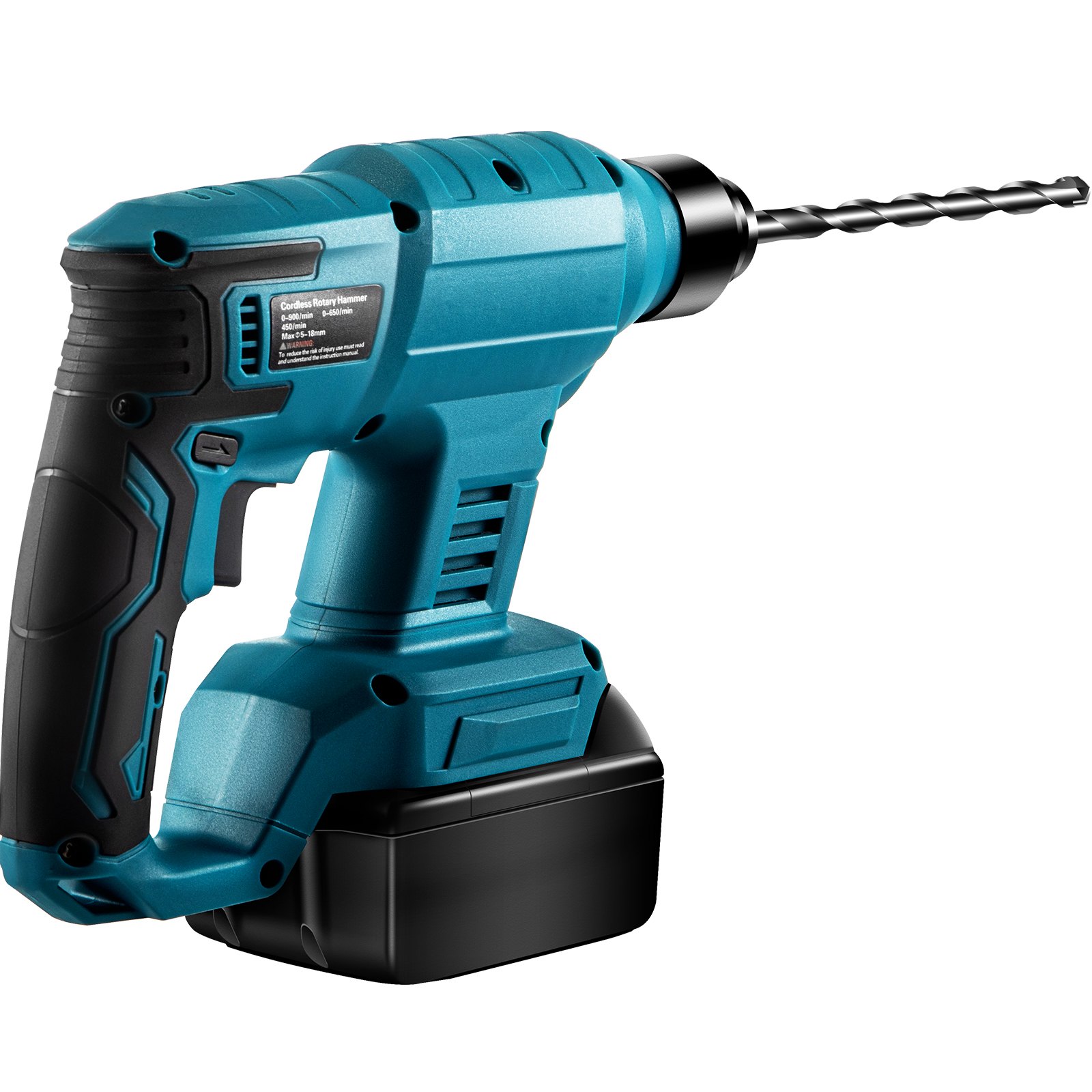 VEVOR Martillo Perforador, 18?V Velocidad sin Carga 0-900 rpm, 2 Funciones Martillo Taladro Atornillador con 5 Brocas, 200x260x80 mm Taladro a Batería Azul, Utilizado para Concreto Acero y Madera