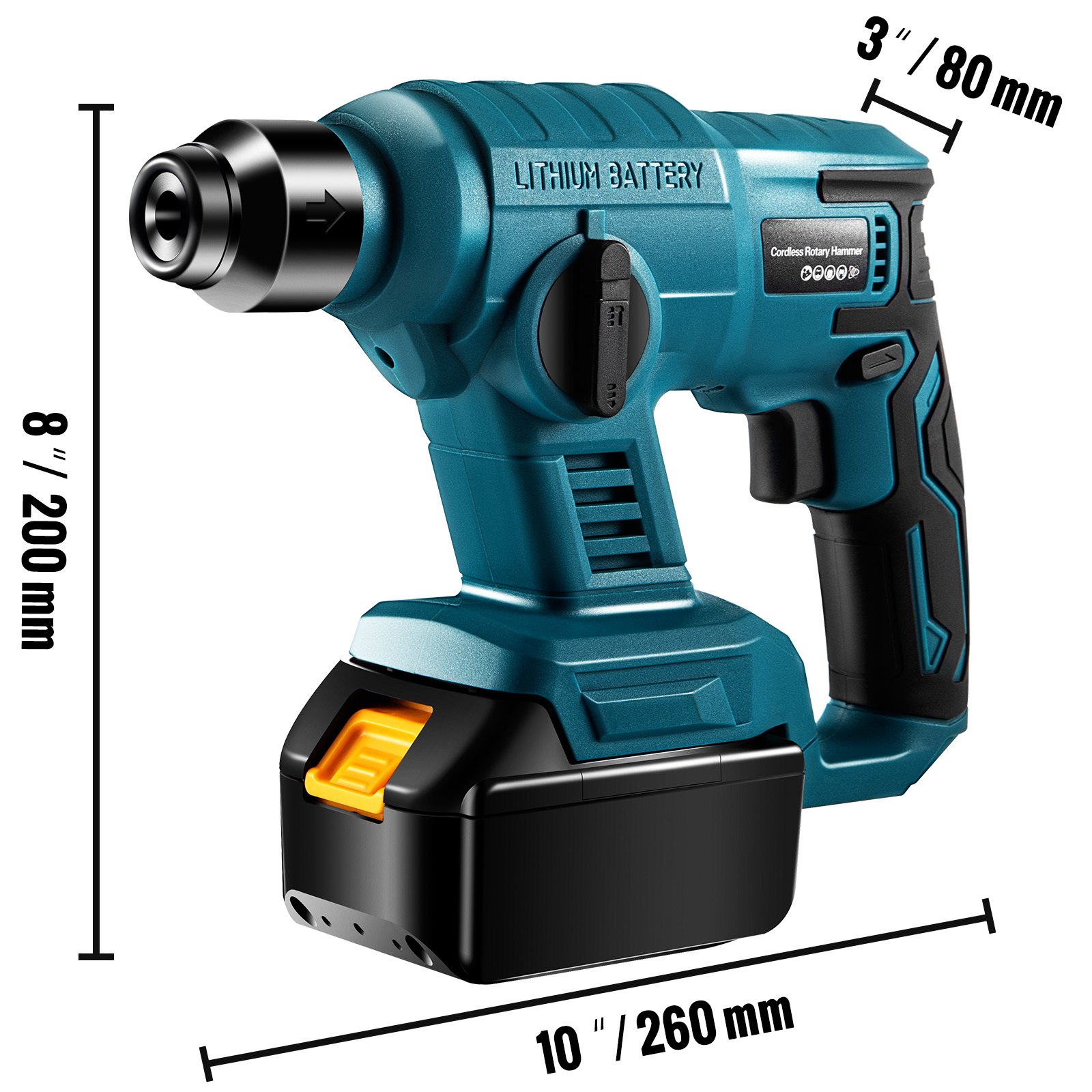 VEVOR Martillo Perforador, 18?V Velocidad sin Carga 0-900 rpm, 2 Funciones Martillo Taladro Atornillador con 5 Brocas, 200x260x80 mm Taladro a Batería Azul, Utilizado para Concreto Acero y Madera