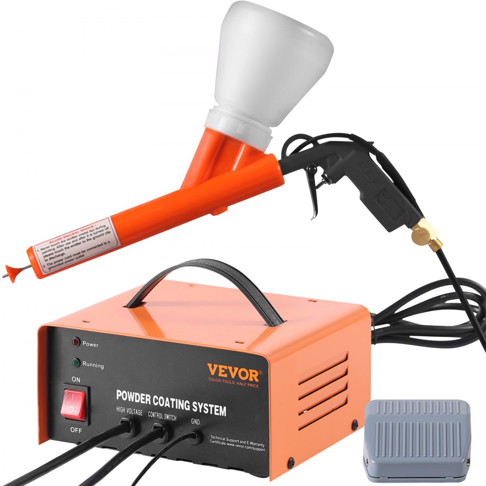 VEVOR Sistema de recubrimiento en polvo kit de recubrimiento en polvo con salida electrostática de 50 KV, pistola rociadora, interruptor de pie, boquillas y vasos para polvo