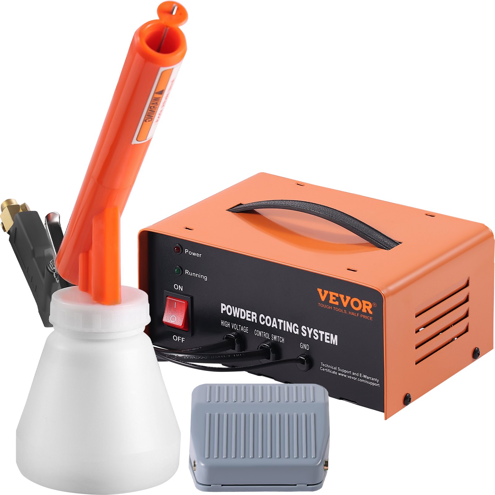 VEVOR Sistema de recubrimiento en polvo kit de recubrimiento en polvo con salida electrostática de 50 KV, pistola rociadora, interruptor de pie, boquillas y vasos para polvo