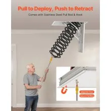 VEVOR Escalera de Ático de Acero para Techos 2,7 a 2,9 m Abertura 100 x 69 cm