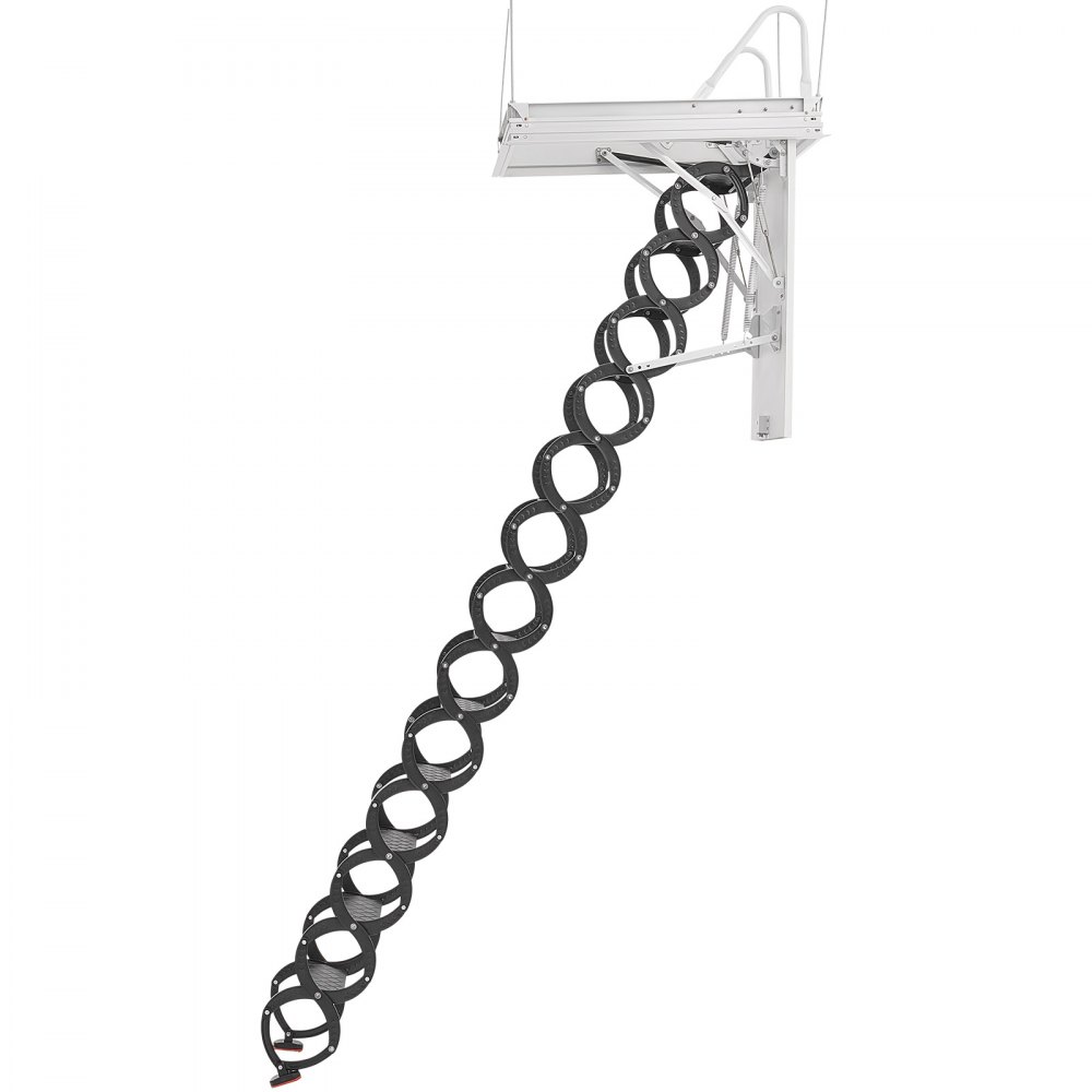 VEVOR attic ladder, load capacity 299.4 kg, suitable for ceiling heights of 3.2-3.35 m and opening size of 1000.76x698.5 mm, extendable ceiling ladder made of alloy steel with pull rod for attic