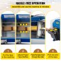 Pasos de configuración del dispensador de cinta activada por agua VEVOR: insertar, ajustar, pasar y tirar de la cinta.