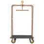 VEVOR Hotel Luggage Cart, 544.31 kg Heavy Duty Bellman Cart with Stainless Steel Frame, 203 mm Rubber Wheels, Black Carpeted Deck, Commercial Luggage Carrier Rolling Trolley for Hotels,Resorts, Rose Gold