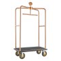 VEVOR Hotel Luggage Cart, 544.31 kg Heavy Duty Bellman Cart with Stainless Steel Frame, 203 mm Rubber Wheels, Black Carpeted Deck, Commercial Luggage Carrier Rolling Trolley for Hotels,Resorts, Rose Gold