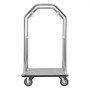 VEVOR Hotel Luggage Cart, 680.39 kg Heavy Duty Bellman Cart with Stainless Steel Frame, 203 mm Rubber Wheels, Gray Carpeted Deck, Commercial Luggage Carrier Rolling Trolley for Hotels,Resorts,Silver