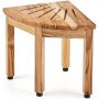 Banco de ducha VEVOR de teca con asiento triangular de listones y robustas patas de madera.