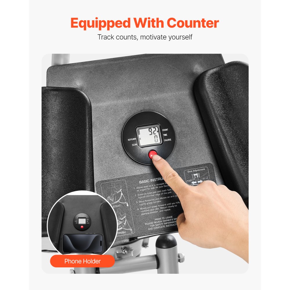 VEVOR Máquina de Ejercicios Abdominales Equipo de Entrenamiento Abdominal para Gimnasio en Casa Capacidad de Peso de 136 kg Máquina de Ejercicios Abdominales para Entrenamiento de Fuerza Ajustable