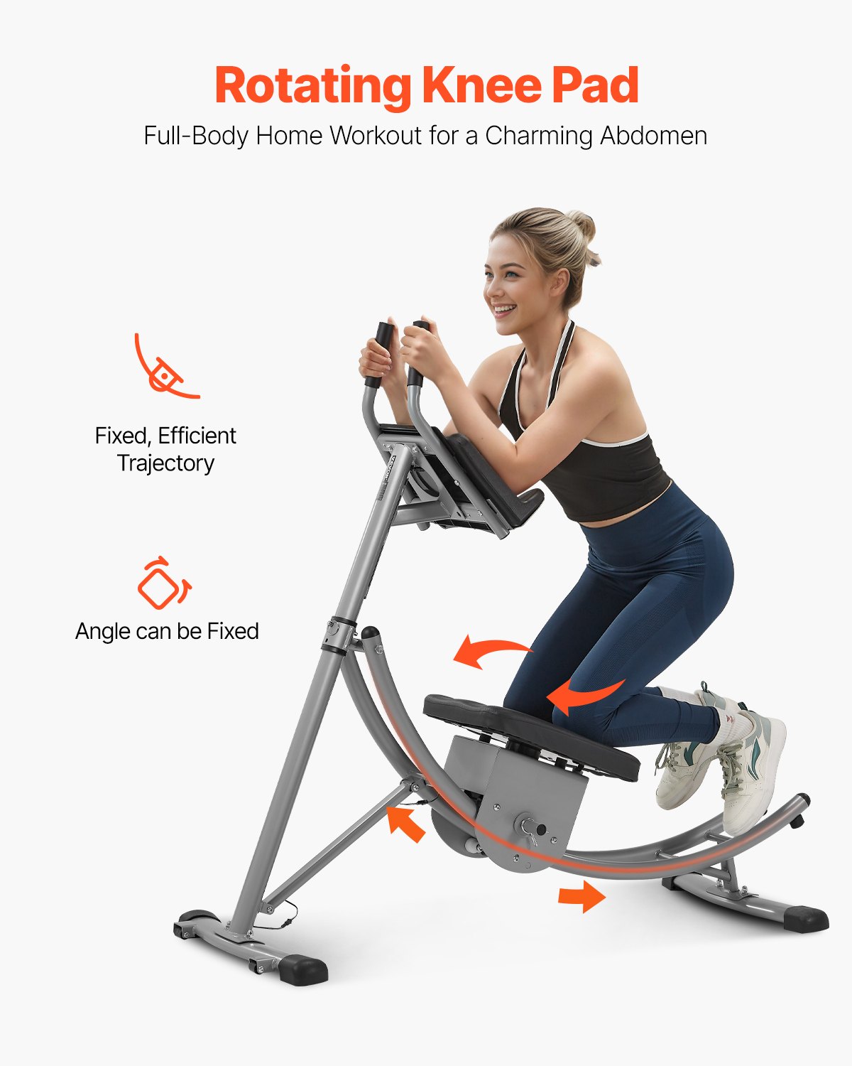 VEVOR Máquina de Ejercicios Abdominales Equipo de Entrenamiento Abdominal para Gimnasio en Casa Capacidad de Peso de 136 kg Máquina de Ejercicios Abdominales para Entrenamiento de Fuerza Ajustable