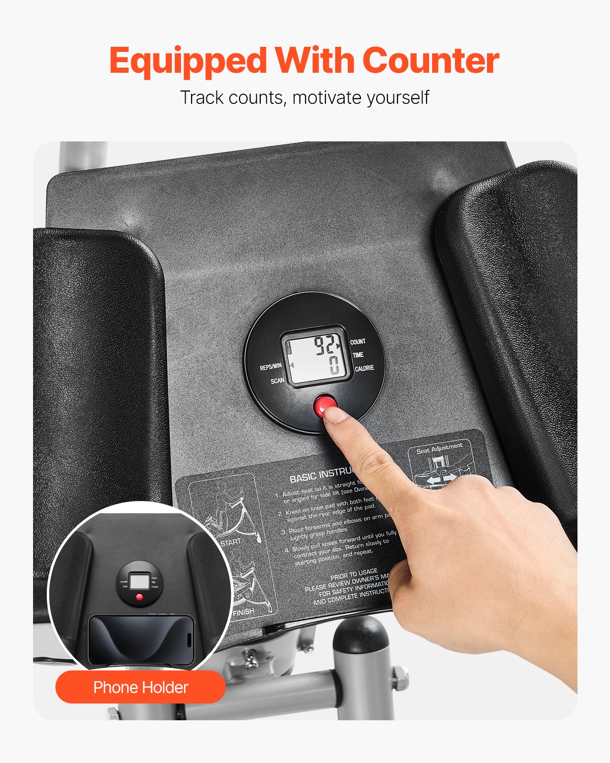 VEVOR Máquina de Ejercicios Abdominales Equipo de Entrenamiento Abdominal para Gimnasio en Casa Capacidad de Peso de 136 kg Máquina de Ejercicios Abdominales para Entrenamiento de Fuerza Ajustable