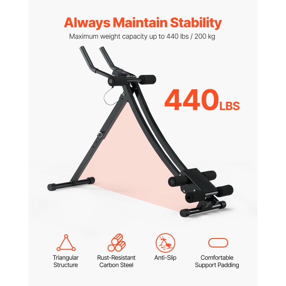 VEVOR Máquina de Ejercicios Abdominales Equipo de Entrenamiento Abdominal para Gimnasio en Casa Capacidad de Peso de 200 kg Máquina de Ejercicios Abdominales para Entrenamiento de Fuerza Ajustable