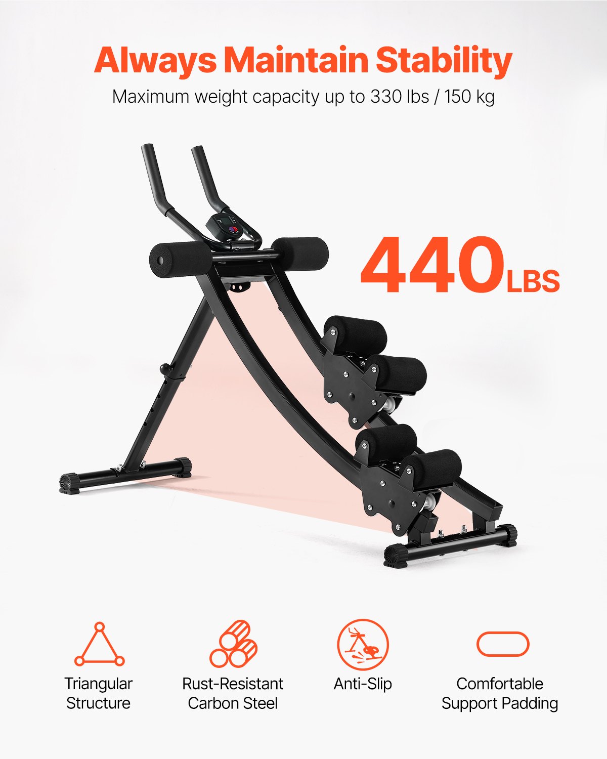 VEVOR Máquina de Ejercicios Abdominales Equipo de Entrenamiento Abdominal Doble Pista para Gimnasio en Casa Capacidad de Peso de 200 kg Máquina de Ejercicios Abdominales Plegable y Ajustable