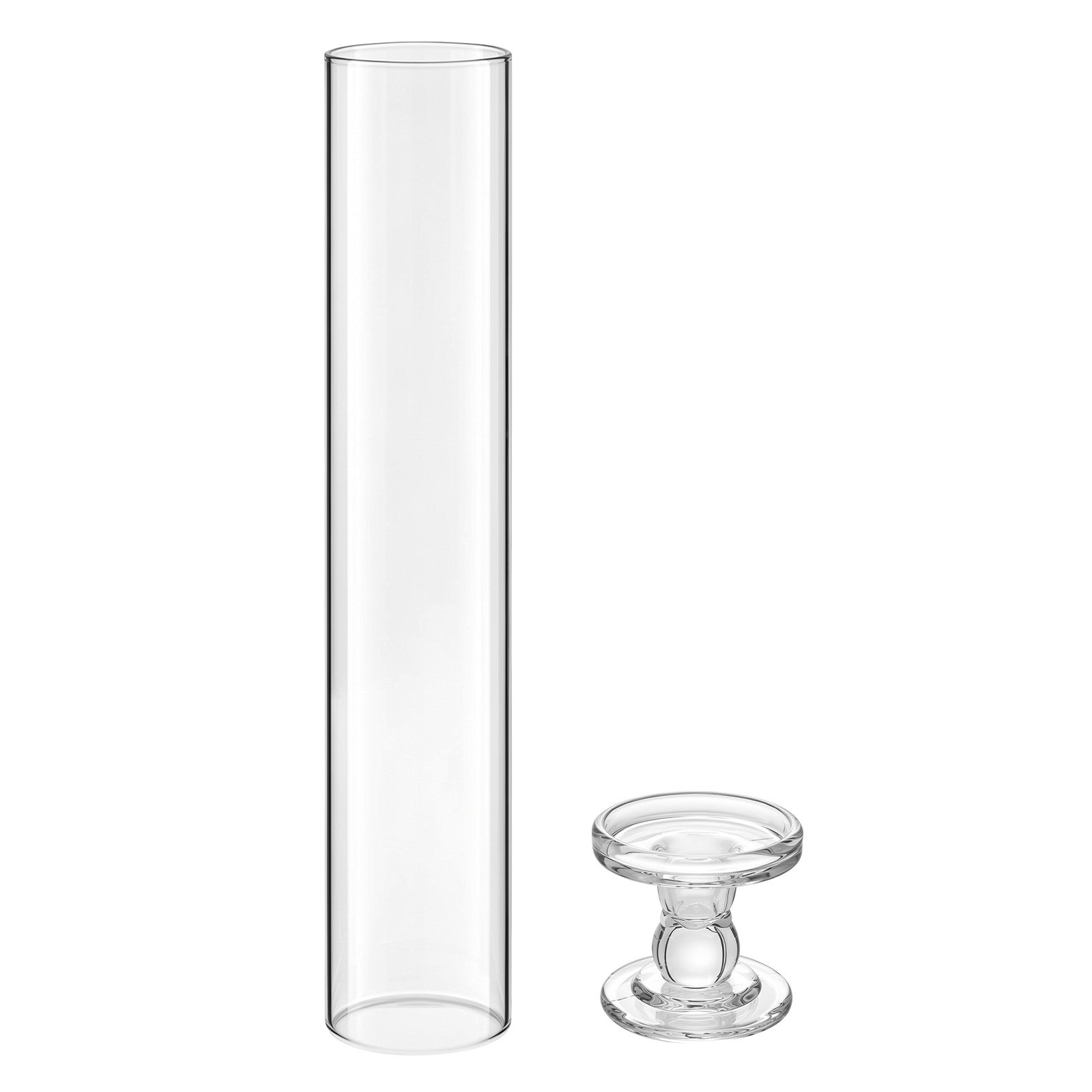 VEVOR Juego de 24 Portavelas de Cristal Hurricane, Portavelas de Vidrio Cilíndricos Altos, Altura 350 mm, Diámetro 65 mm, Vidrio de Borosilicato, para Decoración, Centros de Mesa y Bodas, Transparente