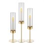 VEVOR Hurricane Candle Holders Set of 18, Gold Metal Stand with Clear Glass Cylinders, Elegant Tiered Centerpieces Wind Protection for Wedding, Table Centerpieces, Party, Home Decor, Modern Style
