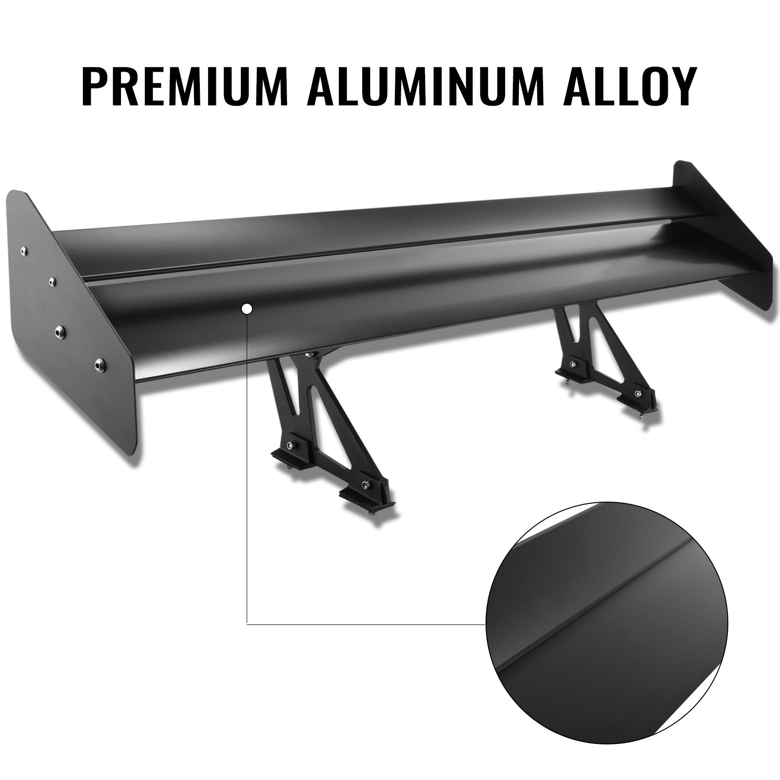 BuoQua Alerón Trasero para Coche Aleación de Aluminio Cubierta Doble Alerón Trasero Universal, Distancia entre Dos Soportes 60 cm Soportes Ajustables Negro Alerón Trasero Aerodinámico para Automóviles