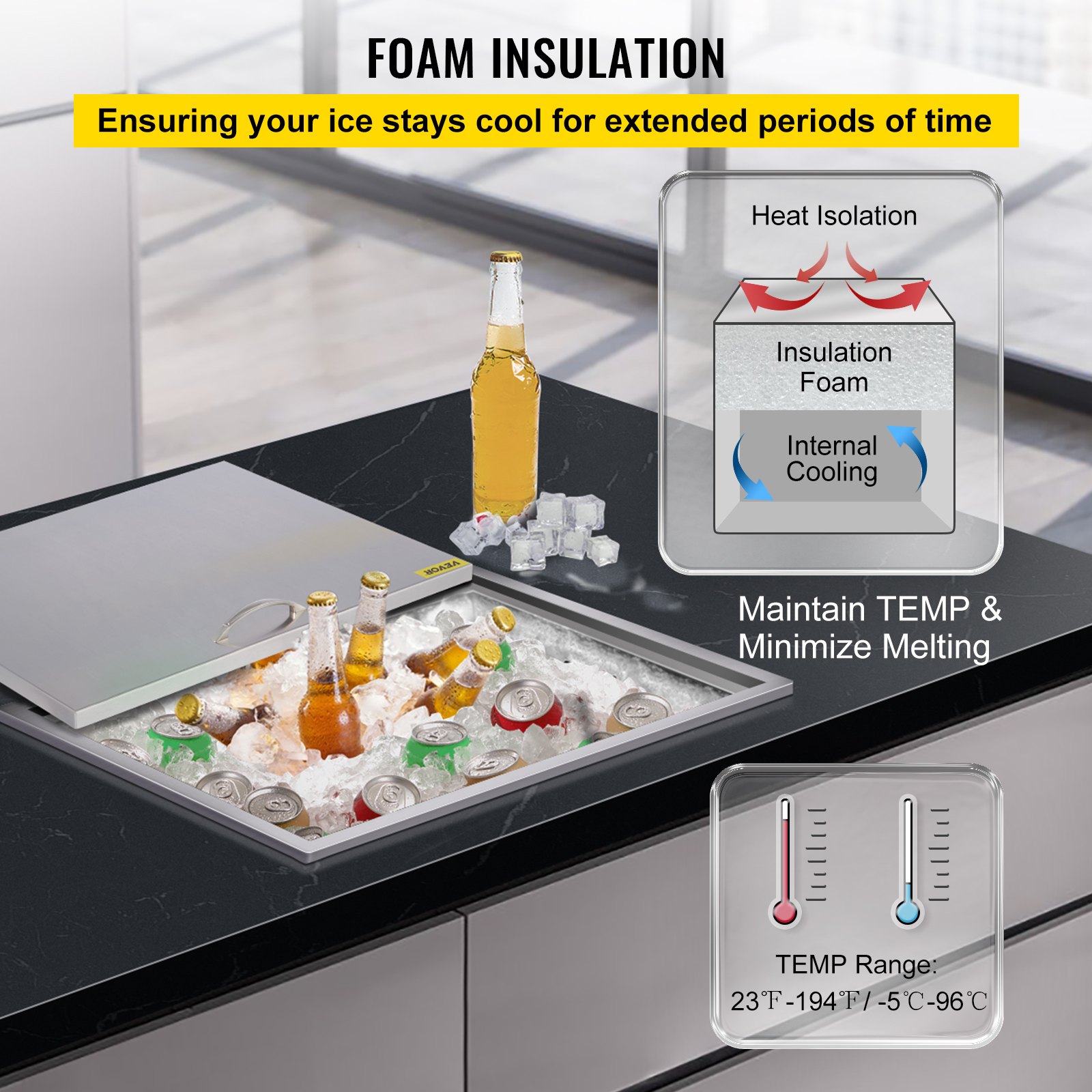 Cubitera De Hielo Ice Chest Bin 56 X 30cm Vino De Hielo Enfriador De Fiesta