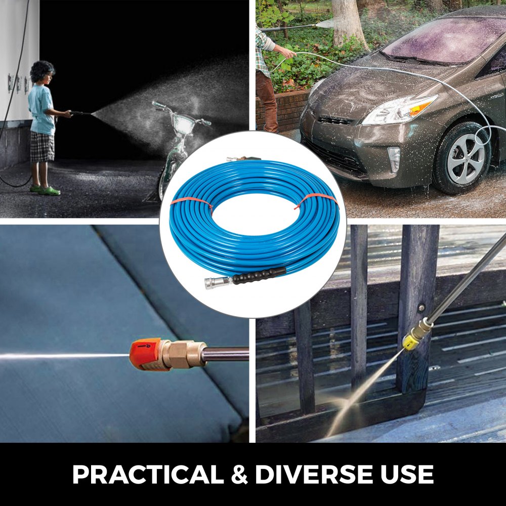1/4" 75ft Manguera Para Lavadora A Presión Tubería Con Válvula De Cobre 3000psi