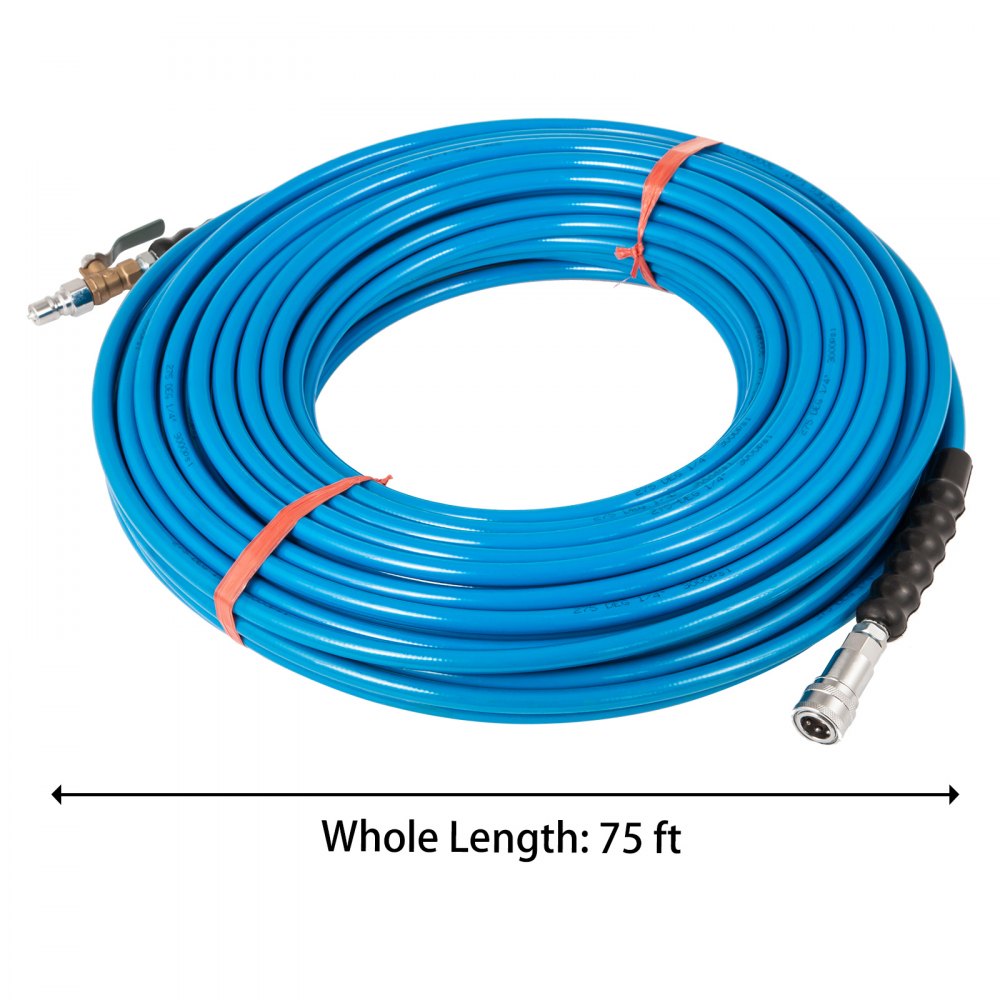 1/4" 75ft Manguera Para Lavadora A Presión Tubería Con Válvula De Cobre 3000psi