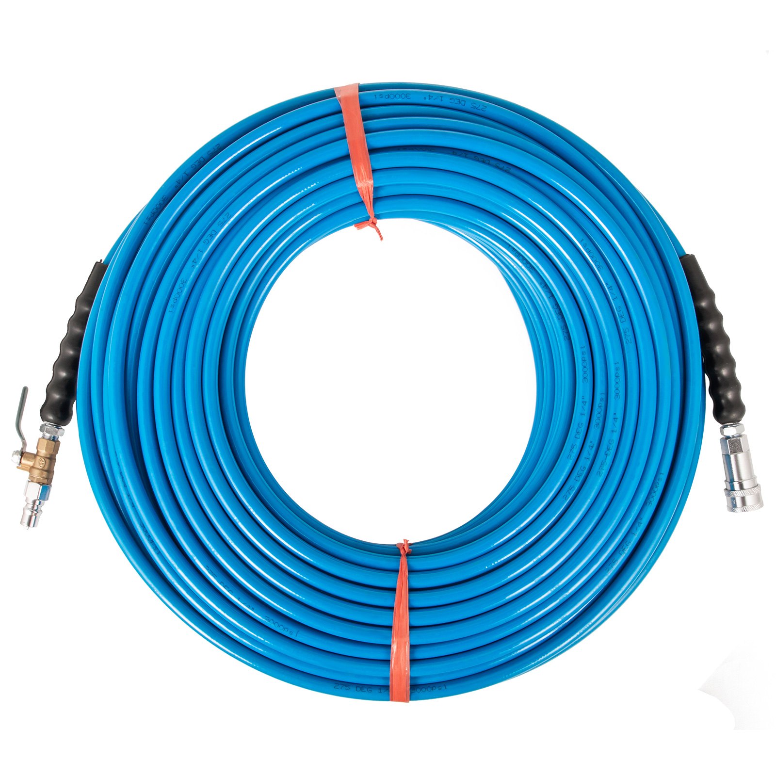 1/4" 75ft Manguera Para Lavadora A Presión Tubería Con Válvula De Cobre 3000psi