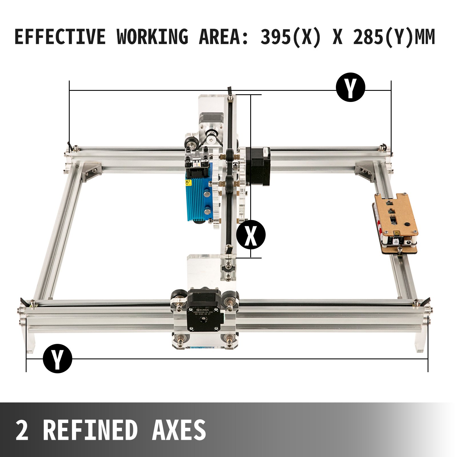 VEVOR Grabador de Láser para Madera 2,500 MW 395 x 285 mm, Máquina de Grabado CNC 3040, 1,33 A Tamaño de 53,8 x 48,7 x 21,6 cm, Kit de Enrutador CNC Conexión con USB para Plástico, Papel, Bambú