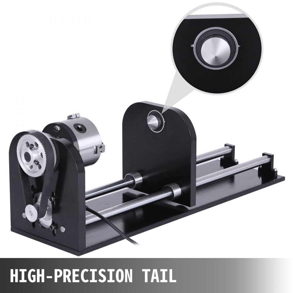 VEVOR Eje Rotativo de Máquina de Grabado Láser, con Pista de 80 mm de 3 Mandos 230 mm, Accesorio de Enrutador CNC de Estilo F, Accesorio de Eje Rotativo con Cola de Alta Precisión y Base Sólida