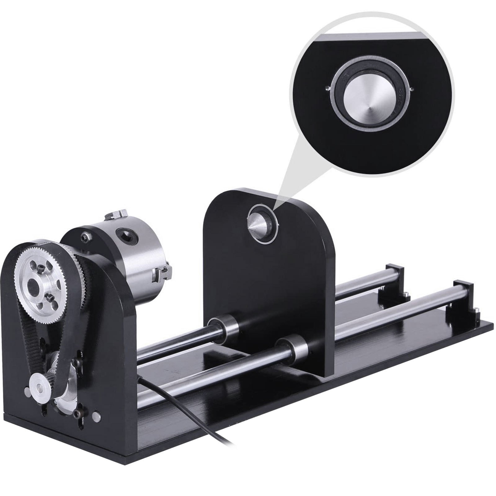 VEVOR Eje Rotativo de Máquina de Grabado Láser, con Pista de 80 mm de 3 Mandos 230 mm, Accesorio de Enrutador CNC de Estilo F, Accesorio de Eje Rotativo con Cola de Alta Precisión y Base Sólida