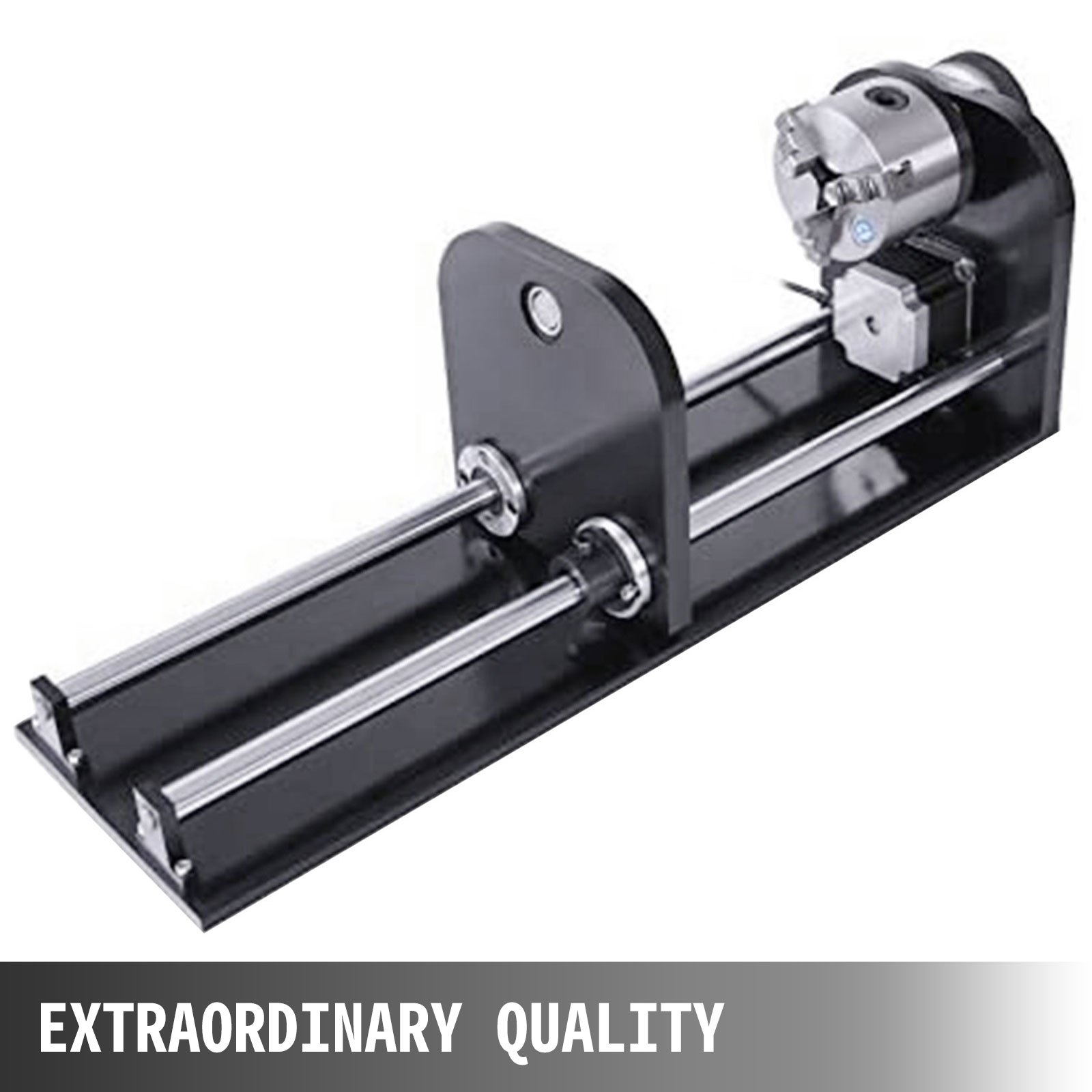 VEVOR Eje Rotativo de Máquina de Grabado Láser, con Pista de 80 mm de 3 Mandos 230 mm, Accesorio de Enrutador CNC de Estilo F, Accesorio de Eje Rotativo con Cola de Alta Precisión y Base Sólida