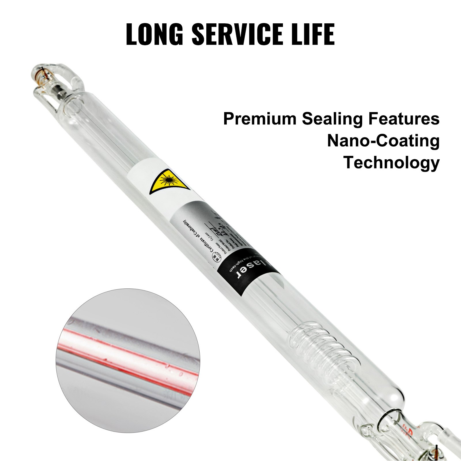 VEVOR Tubo Láser CO2, Tubo Láser, 60W, Máquina de Grabado Láser,1000mm, para Máquina de Grabado y Corte por Láser
