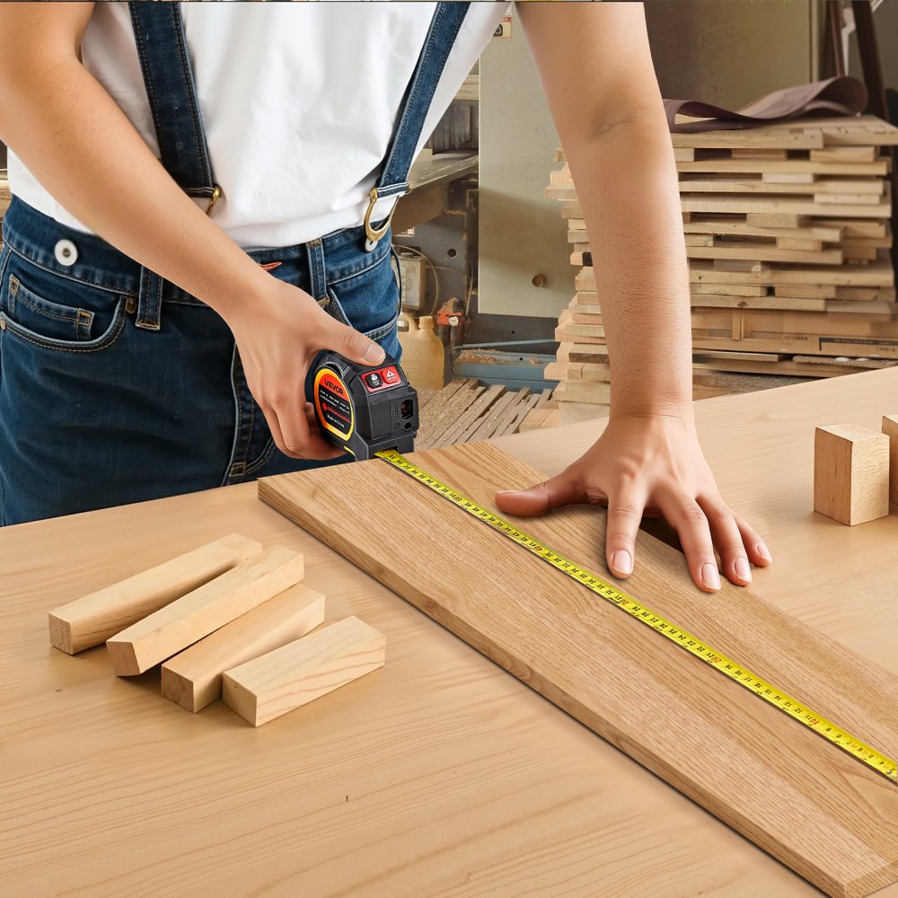 VEVOR 2-in-1 Laser Measuring Tape, 41 m Rechargeable Laser Measuring Tool & 4.8 m Magnetic Tape Measure, Retractable Measuring Tape with 4 Modes – Length, Area, Volume, Continuous, ft/in/m/ft+in Unit