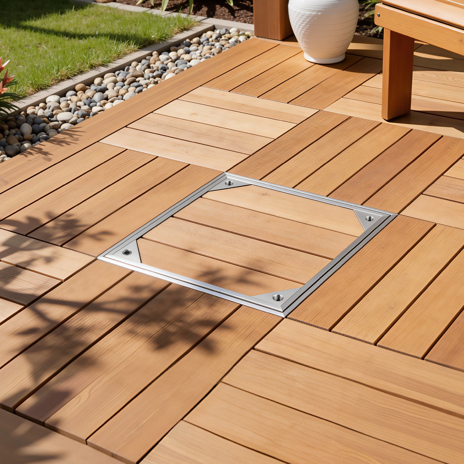 VEVOR Tapa de Alcantarilla Empotrada con Marco de Aleación de Aluminio, Tapa de Cisterna Cuadrada 30 x 30 cm, Cubierta de Inspección de Canal de Drenaje Integrada para Pavimentos, Jardines, Patios