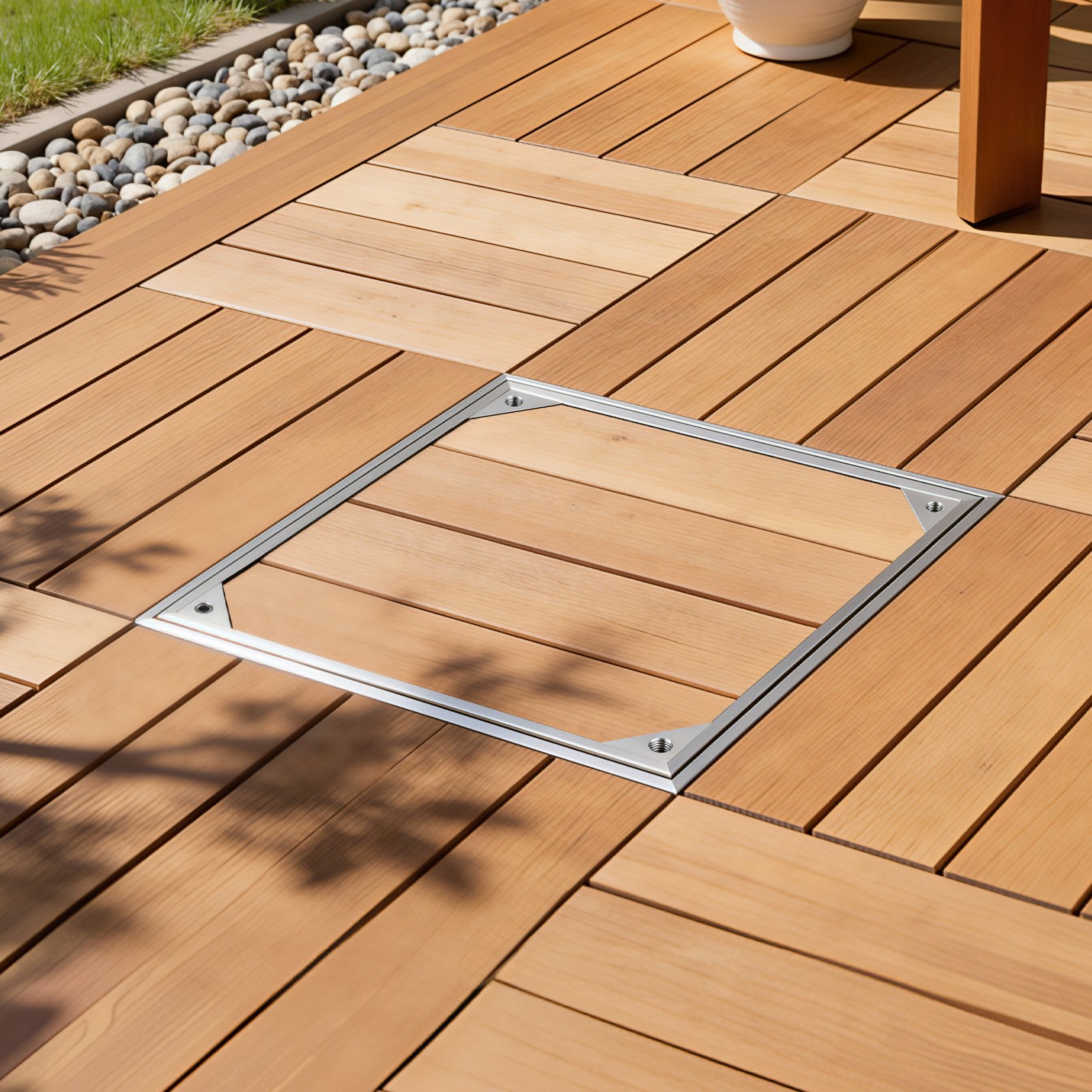 VEVOR Tapa de Alcantarilla Empotrada con Marco de Aleación de Aluminio, Tapa de Cisterna Cuadrada 40 x 40 cm, Cubierta de Inspección de Canal de Drenaje Integrada para Pavimentos, Jardines, Patios