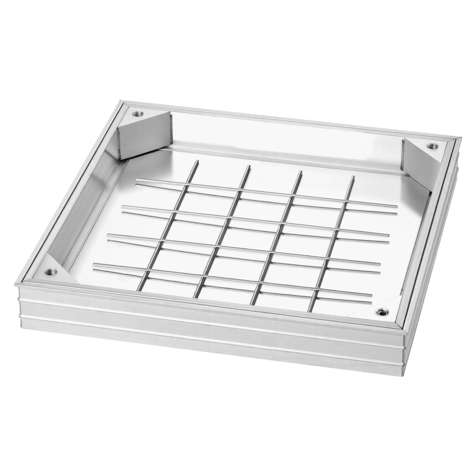 VEVOR Tapa de Alcantarilla Empotrada con Marco de Aleación de Aluminio, Tapa de Cisterna Cuadrada 40 x 40 cm, Cubierta de Inspección de Canal de Drenaje Integrada para Pavimentos, Jardines, Patios